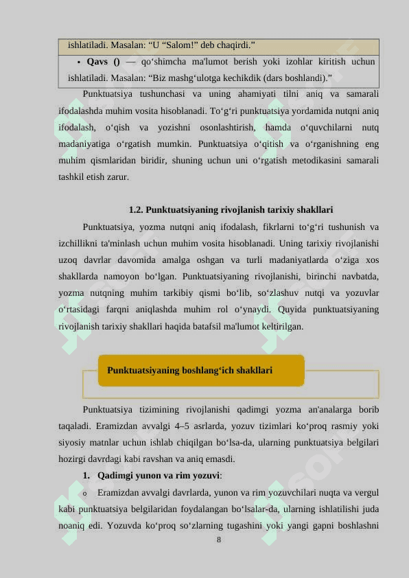 Punktuatsiya o'qitishning o'ziga xosligi 8