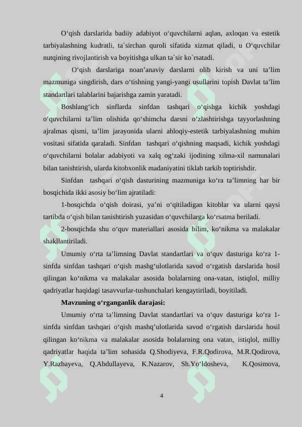 Sinfdan tashqari o‘qish metodikasi 4