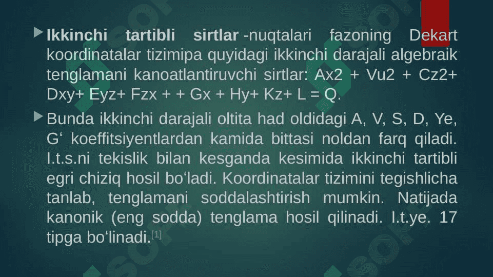 Fazoda ikkinchi tartibli satrlar 2