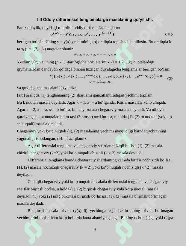 Oddiy differensial tenglamalarni ko`p qadamli usullar (Adams va Miln usullari) yordamida taqribiy yechish 6
