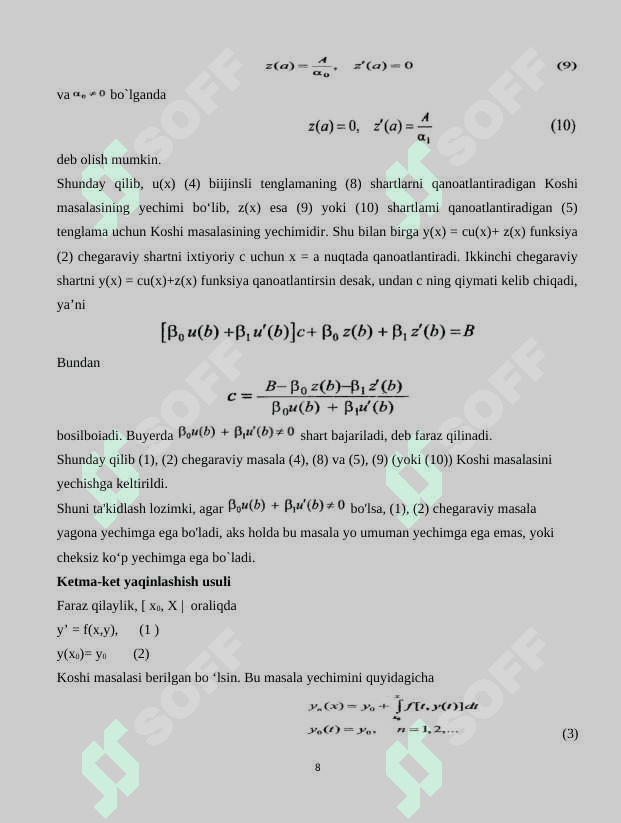 Oddiy differensial tenglamalarni ko`p qadamli usullar (Adams va Miln usullari) yordamida taqribiy yechish 8