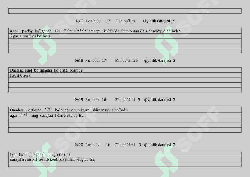 Algebra yakuniy test bu yilgi 5