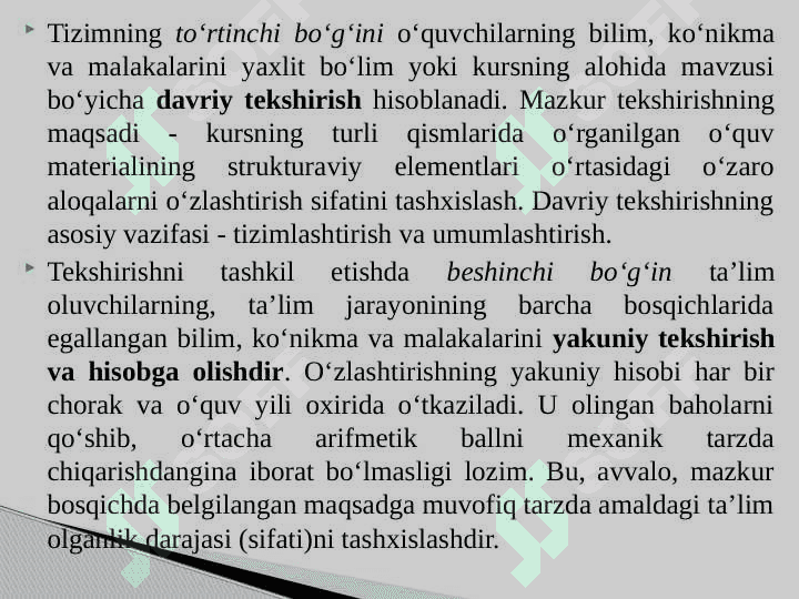 O‘QUVCHILARNING BILIM, KO‘NIKMA VA MALAKALARINI TASHXIS ETISH 8