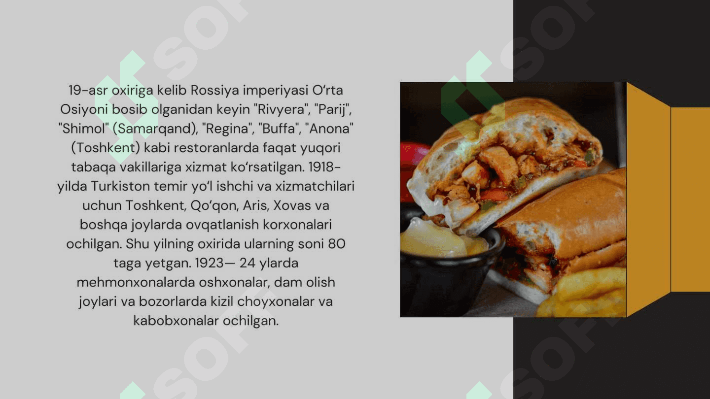 TEZ OVQATLANISH KORXONALARINING PAYDO BO'LISHI VA RIVOJLANISHI 6