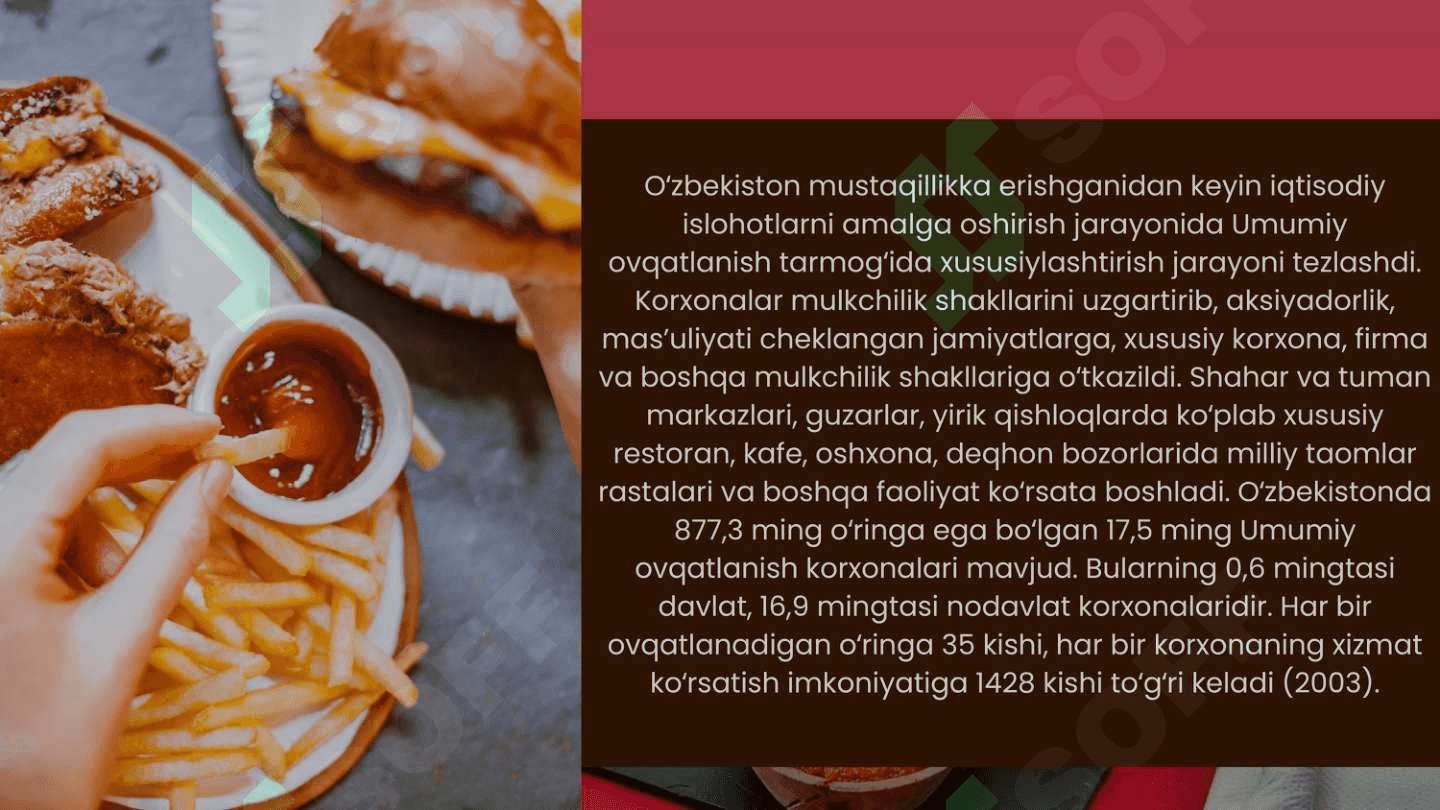 TEZ OVQATLANISH KORXONALARINING PAYDO BO'LISHI VA RIVOJLANISHI 8