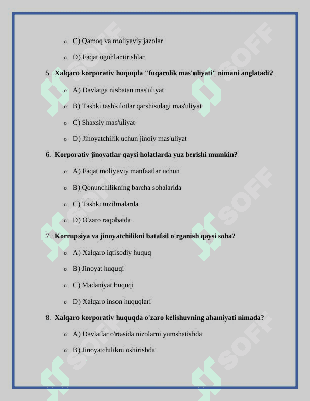 Xalqaro Korporativ huquqning jinoyat huquqchiligi bilan bog'liqligi 2