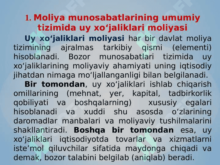 Uy xo‘jaliklari moliyasi 2