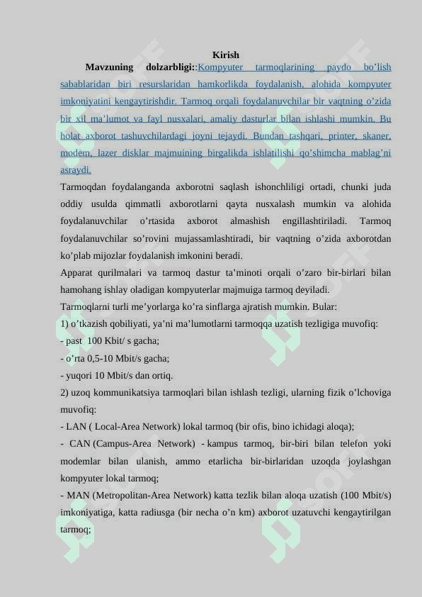 Kompyuter tarmoqlari fanidan “IPv4 va IPv6 protokollari” mavzusini o‘qitish texnologiyasi. 2
