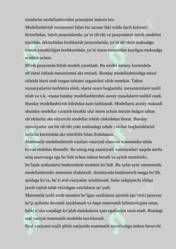 Matematik modellashtirishning asosiy bosqichlari 3