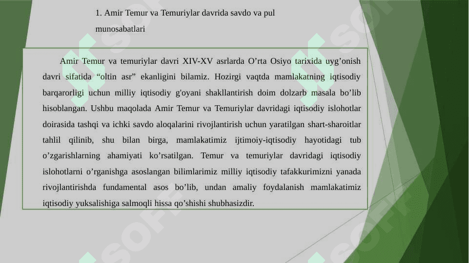 Temuriylar davrida pul islohoti 2
