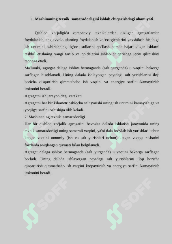 MASHINALARDAN FOYDALANISH SAMARADORLIGINING NAZARIY ASOSLARI 2
