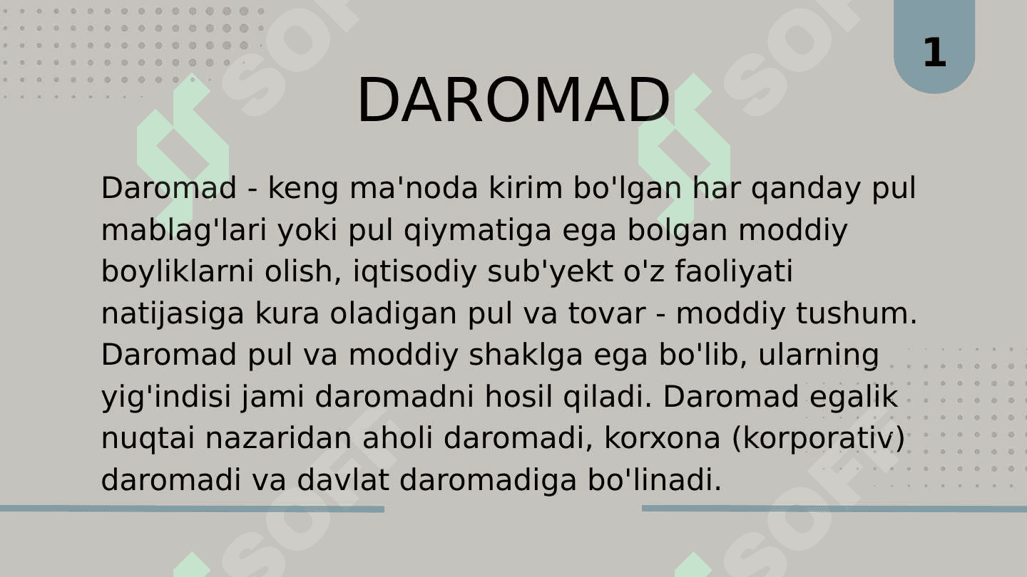 DAROMAD VA FOYDA 2