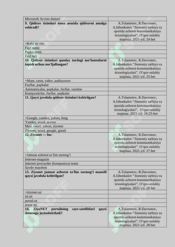 Jismoniy tarbiya va sportda axborot-kommunikatsiya texnologiyalari modulidan test savollari 3