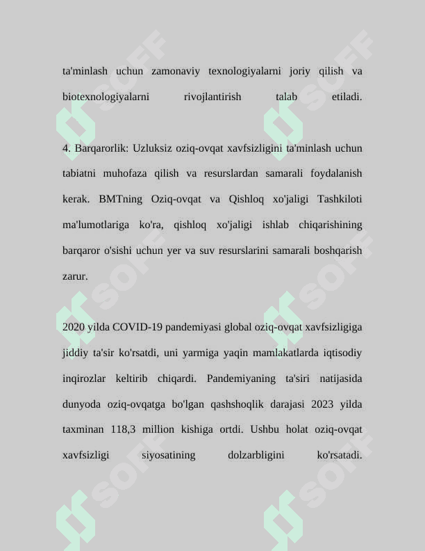 Agrar siyosat oziq-ovqat ta'minoti va xavfsizligi muammolari 5