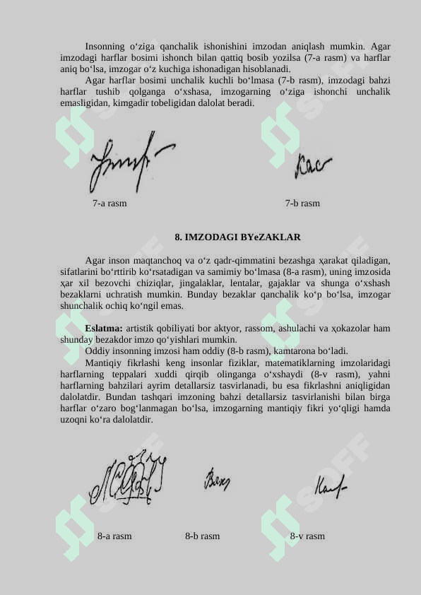 Grafalogiya ( Imzoga qarab shaxsiyatni aniqlash ) 7
