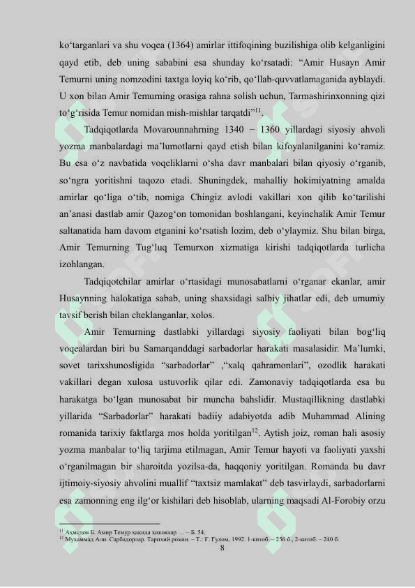 AMIR TEMUR SHAXSINING O‘RGANILISH MASALALARI 8