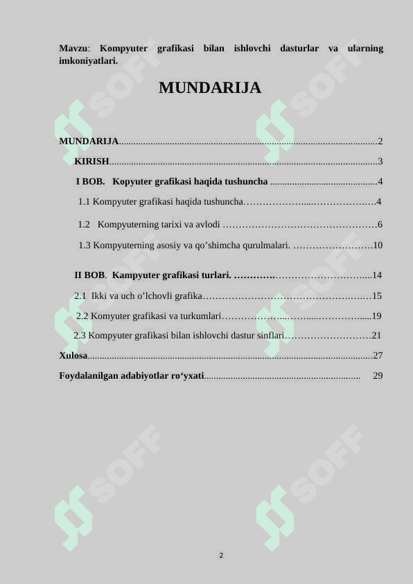 Kompyuter grafikasi bilan ishlovchi dasturlar va ularning imkoniyatlari 2