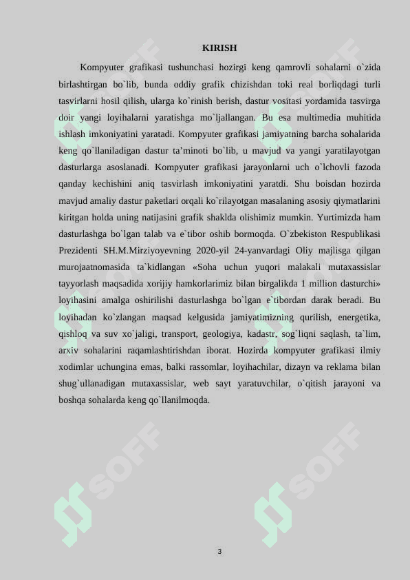 Kompyuter grafikasi bilan ishlovchi dasturlar va ularning imkoniyatlari 3