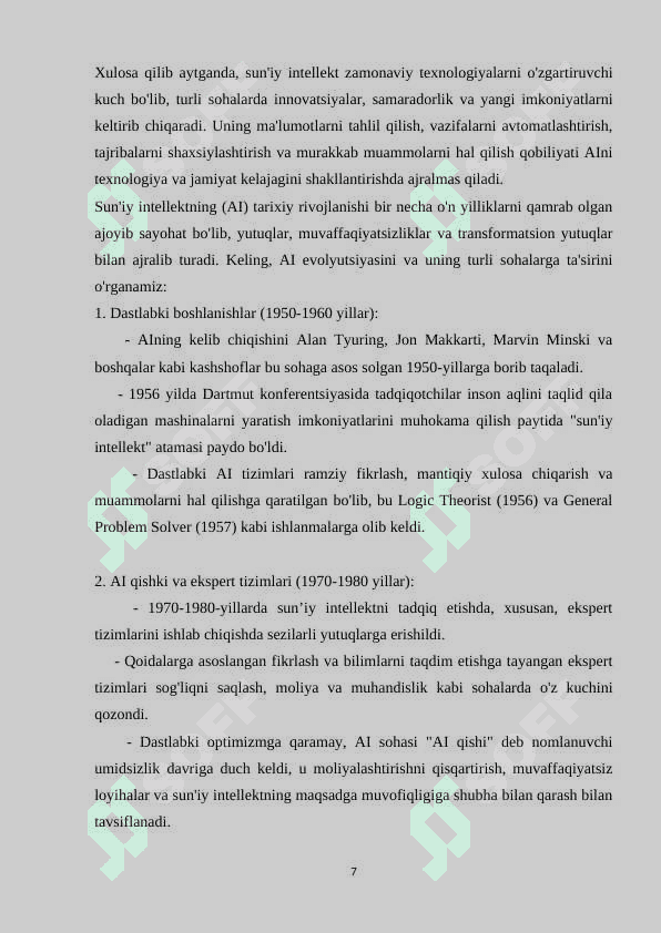 Web sahifalarni tashkil etishda sun’iy intellektning o’rni 7