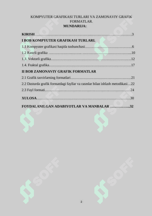 Kompyuter grafikasi turlari va zamonaviy grafik formatlar 2