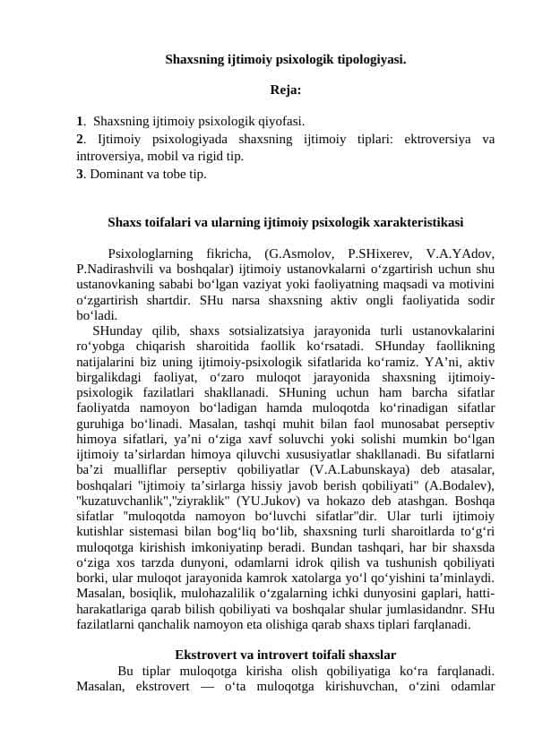 Shaxsning ijtimoiy psixologik tipologiyasi 1