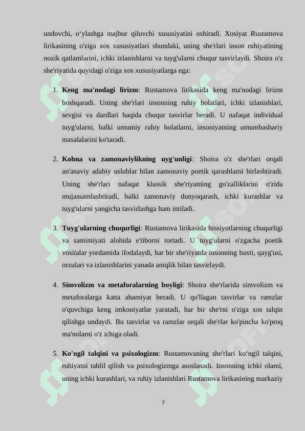 Xosiyat Rustamova lirikasida koʻngil talqini 7