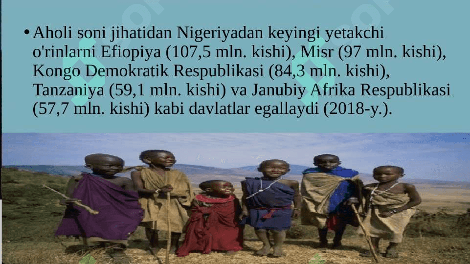 Afrika mamlakatlarining aholisi va ho’jaligi 5