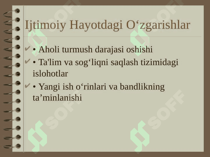 Yangi o‘zbekiston ijtimoiy-siyosiy, iqtisodiy va madaniy hayotida ro‘y beravotgan o‘zgarishlarning xalqaro reyting va indekslarda aks etishi. 4