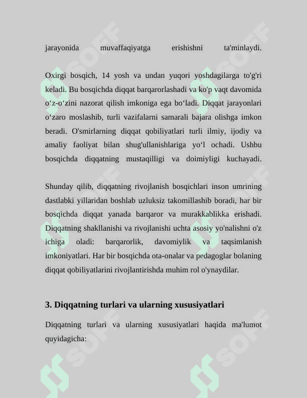 DIQQATNING RIVOJLANISHI VA BUZILISHI 8