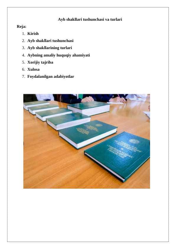 Ayb shakllari tushunchasi va turlar