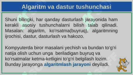 Scratch dasturlash muhiti Slayd 5