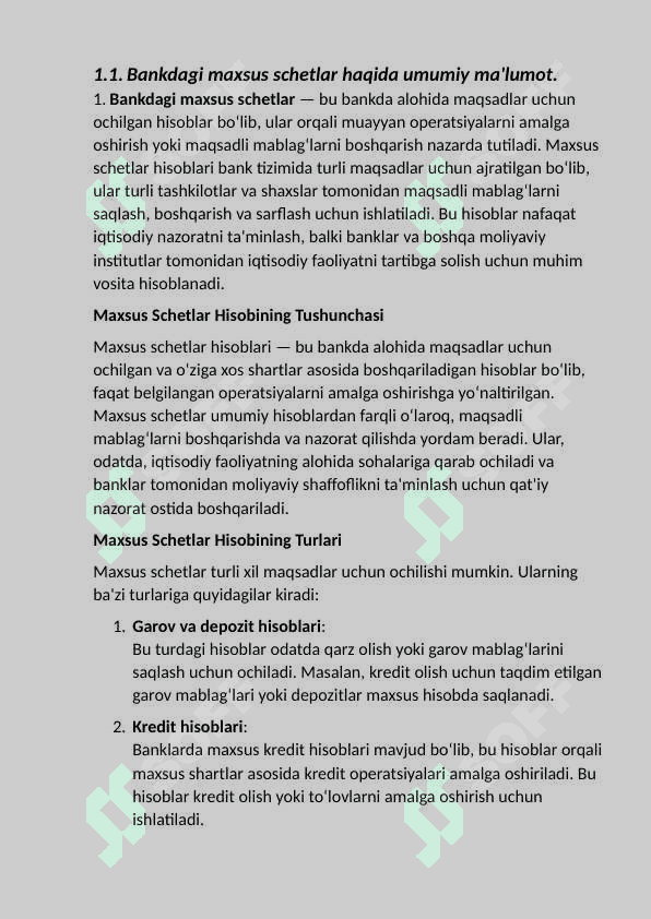 Bankdagi maxsus schetlar hisobi. 4