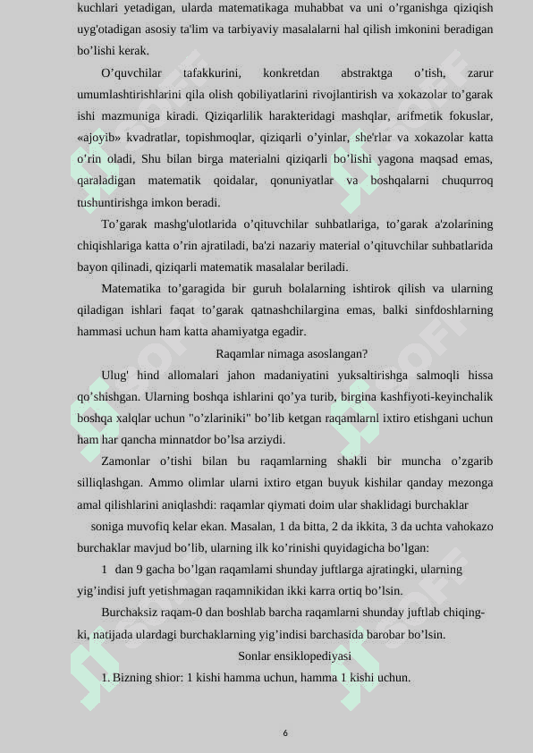Boshlang’ich sinflarda matematikadan sinfdan tashqari ishlarni tashkil etishga inavatsion yondoshuv 6