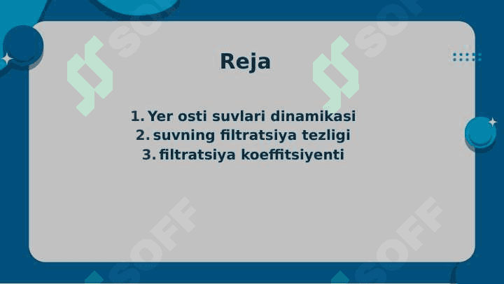 YER OSTI SUVLARI DINAMIKASI ASOSLARI 3