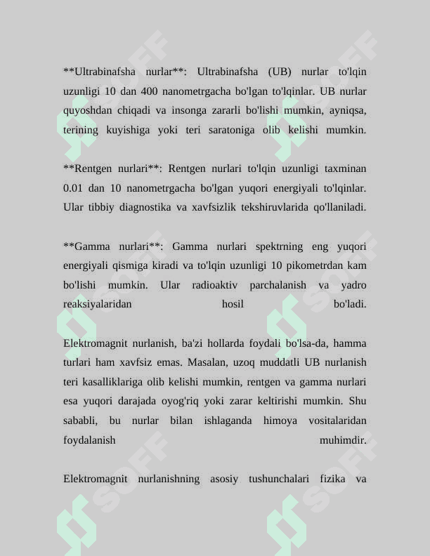 KUNDALIK HAYOTDA ELEKTROMAGNIT NURLANISH VA UNING ORGANIZMIGA TA'SIRI 5