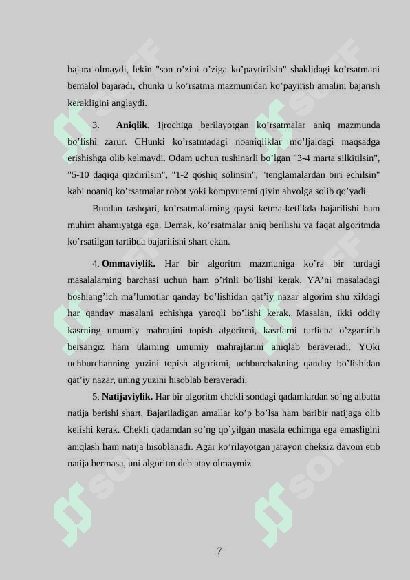 Chiziqli algoritmlar, tarmoqlanuvchi algoritmlar, takrorlanuvchi algoritmlar 7