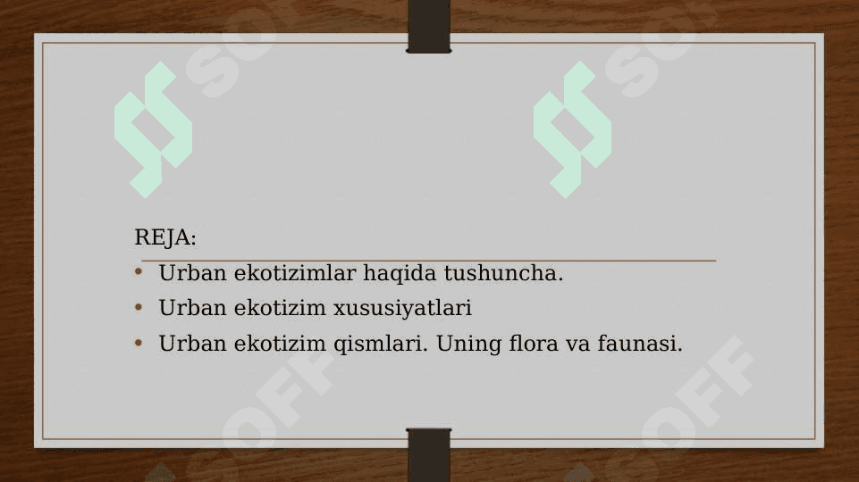 Antropogen ekotizimlar. Shahar (Urban ekotizimi) 2