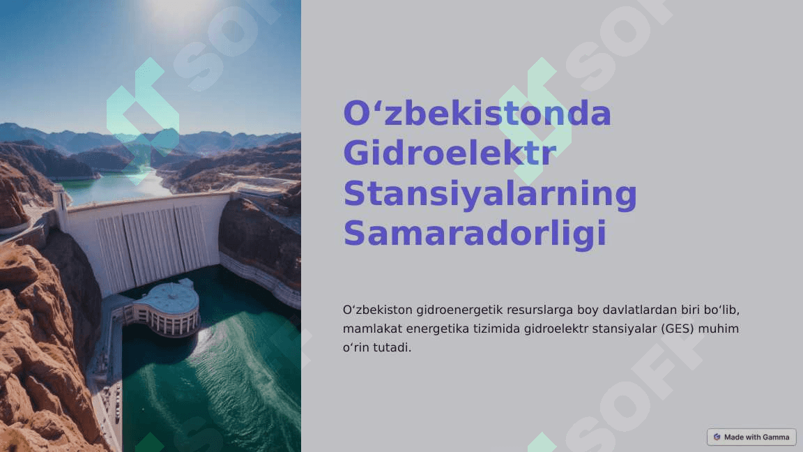 O‘ZBEKISTONDA GIDROELEKTR STANSIYALARNING SAMARADORLIGI 2