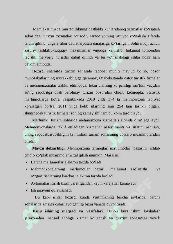 Mehmonxona ma’lumotlar bazasini loyihalash 3