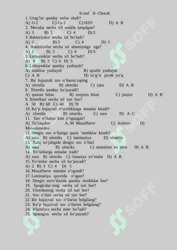 5-9-sifgacha 2 ta chorak bo'yicha testlar 4