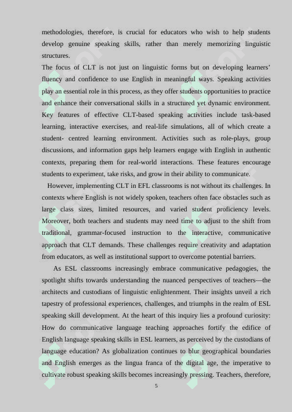 The role of CLT in teaching speaking in EFL classes 5