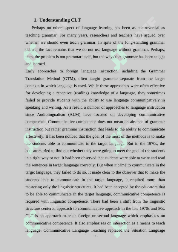 The role of CLT in teaching speaking in EFL classes 7
