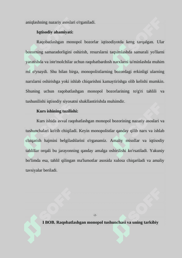 Raqobatlashgan monopol bozorda tovar narxi va ishlab chiqarish hajmini aniqlash. 4