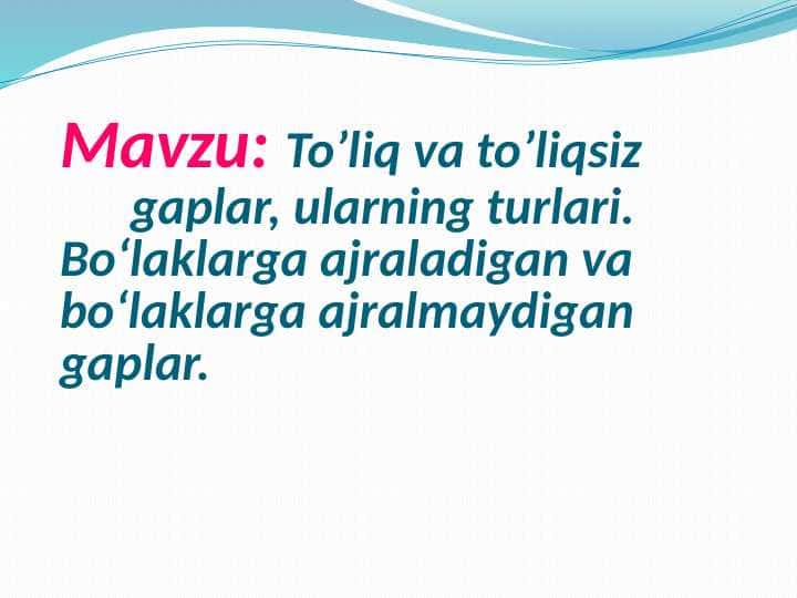 To 'liq va to'liqsiz gaplar 1