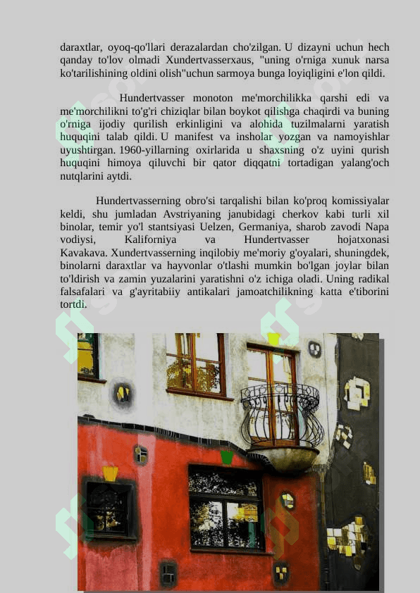 Avstriyalik Hundertwasserning g'alati uyi 4