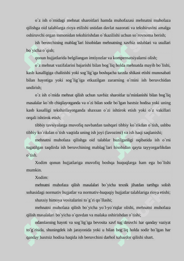 Texnologik jarayon bajarilishiga bo’lgan talab va texnikaviy choralar 5