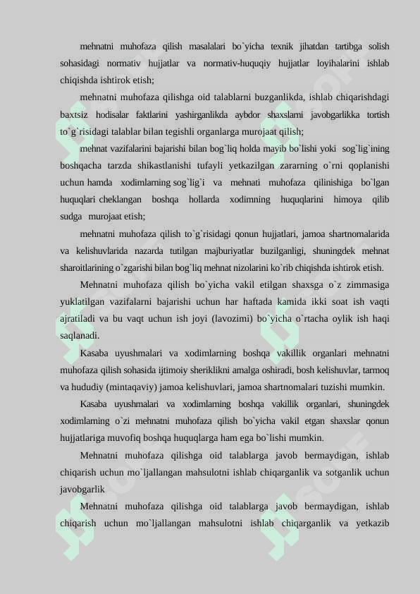 Texnologik jarayon bajarilishiga bo’lgan talab va texnikaviy choralar 8