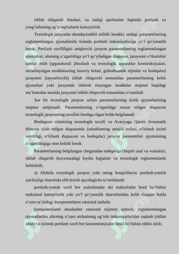 Portlash xavfi hosil bo’lgan miqdorni kamaytirish choralari 4