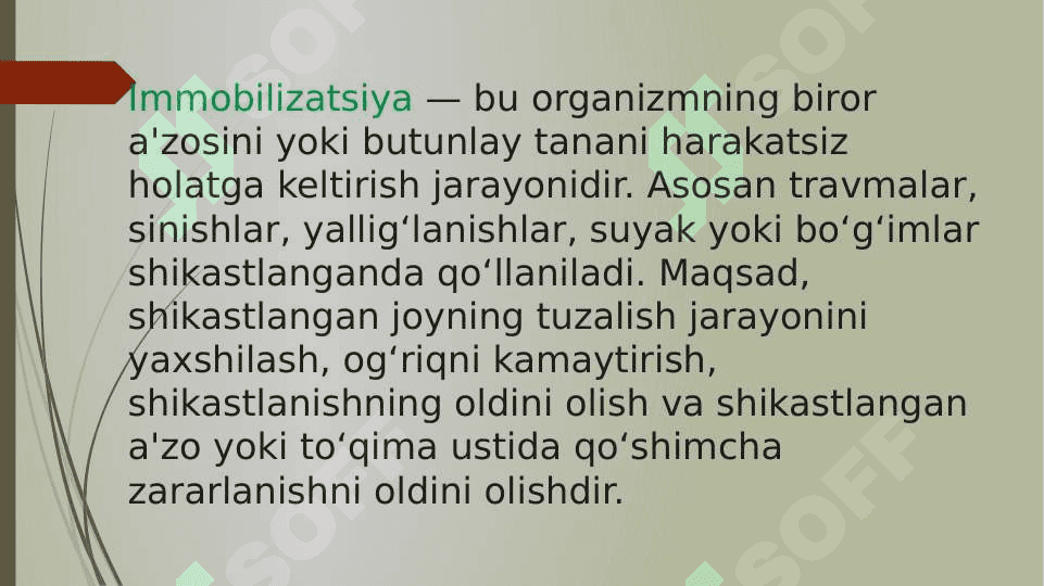 TIBBIY IMMOBILIZATSIYA 3
