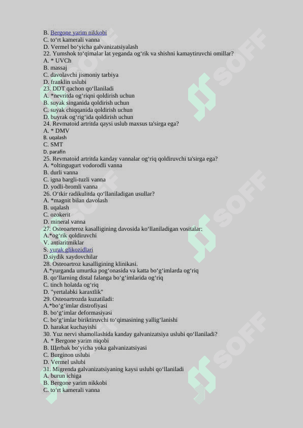reabilitatsiya testlar javoblari bilan 3